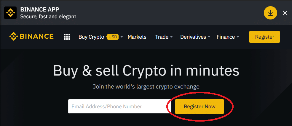 Registrace na Binance